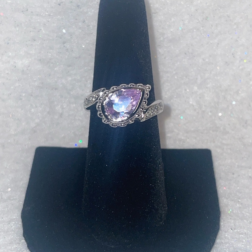 Silver Tone Purple Ring